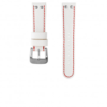 TW Steel horlogeband TWB39 / TW39 Leder Wit 22mm + rood stiksel
